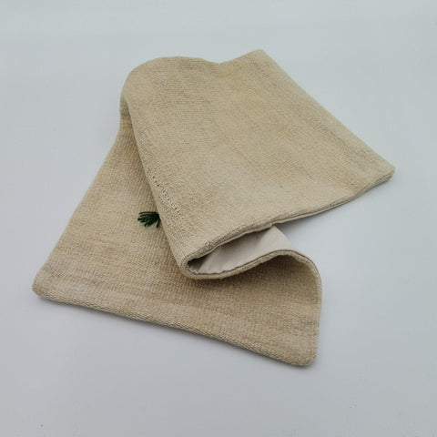 Hemp Pillow Cover|Beige Color Turkish Kilim Cushion Case|Ottoman Rug Lumbar Pillow Top|Handwoven Anatolian Decor|Vintage Cushion Case 12x24
