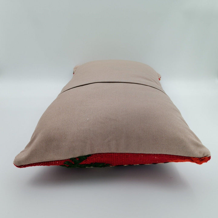 Turkish Kilim Pillow Cover|Farmhouse Vintage Kelim Cushion Case|Rustic Lumbar Pillow Top|Handwoven Anatolian Rug Design Cushion Case 12x24