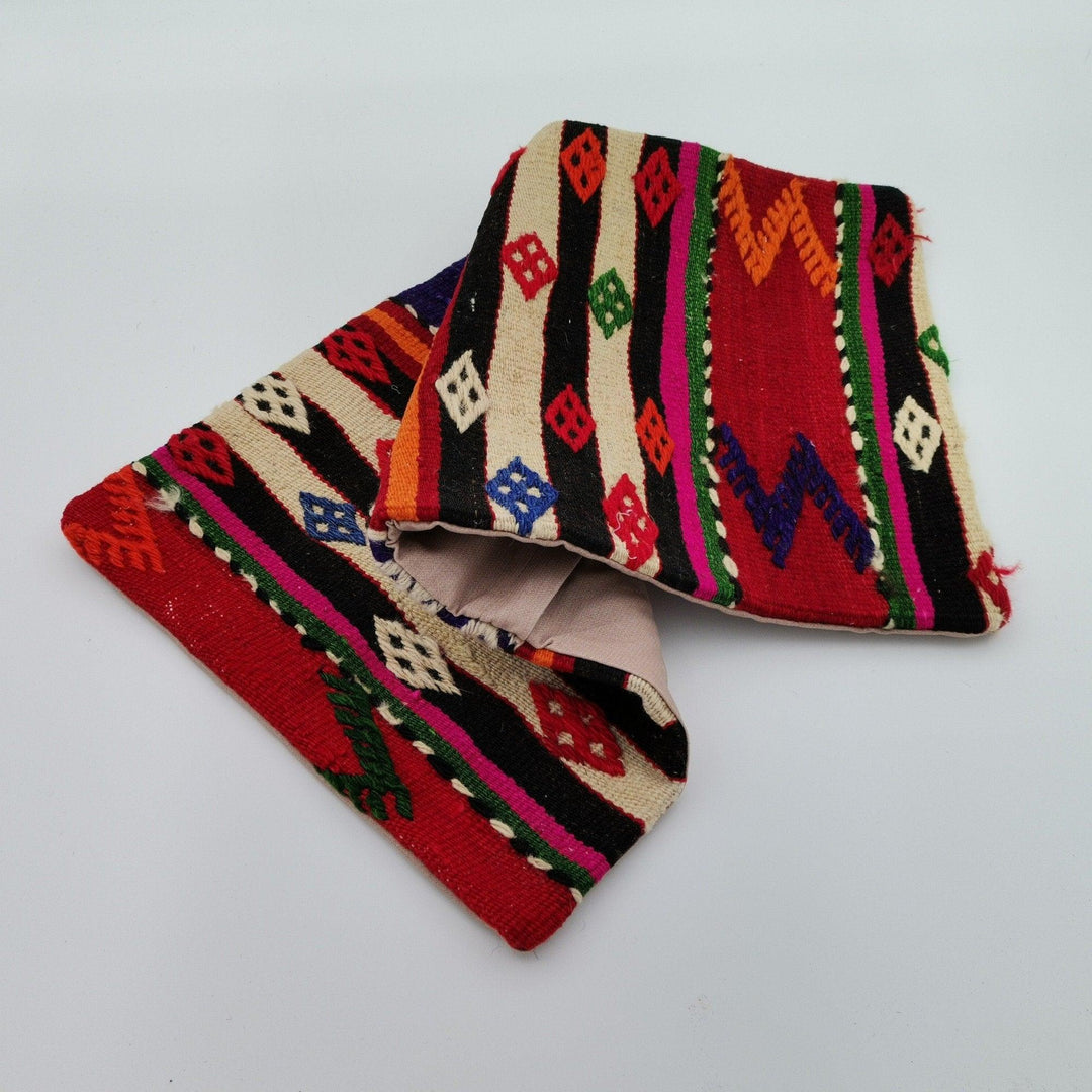 Turkish Kilim Pillow Cover|Farmhouse Vintage Kelim Cushion Case|Rustic Lumbar Pillow Top|Handwoven Anatolian Rug Design Cushion Case 12x24