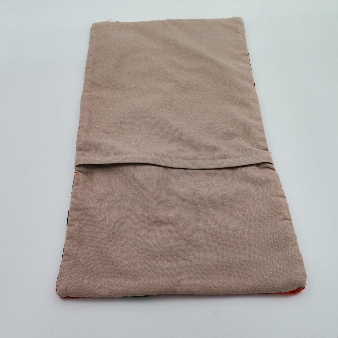 Turkish Kilim Pillow Cover|Farmhouse Vintage Kelim Cushion Case|Rustic Lumbar Pillow Top|Handwoven Anatolian Rug Design Cushion Case 12x24