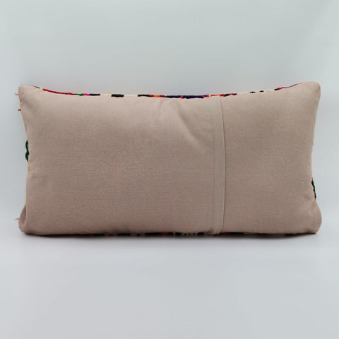 Turkish Kilim Pillow Cover|Farmhouse Vintage Kelim Cushion Case|Rustic Lumbar Pillow Top|Handwoven Anatolian Rug Design Cushion Case 12x24