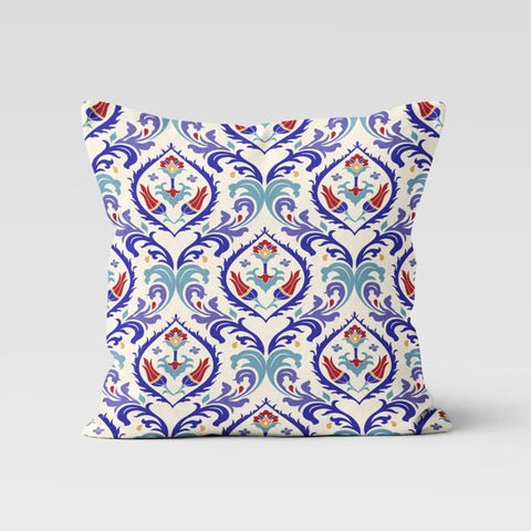 Tulip Tile Pattern Pillow Case|Geometric Floral Home Decor|Summer Trend Cushion Case|Decorative Throw Pillow Top|Boho Bedding Pillowcase