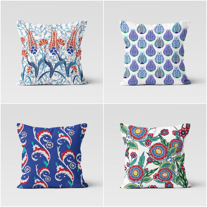 Tulip Pillow Case|Tulip Tile Pattern Home Decor|Summer Trend Cushion Case|Decorative Colorful Floral Throw Pillow|Boho Bedding Pillowcase