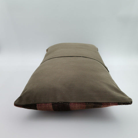 Vintage Kilim Pillow Cover|Rustic Ottoman Kilim Decor|Antique Farmhouse Lumbar Pillowcase|Boho Bedding Decor|Handwoven Rug Cushion 12x24