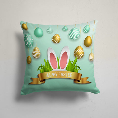Happy Easter Pillow Cover|Cute Floral Bunny Cushion Case|Decorative Colorful Easter Egg Throw Pillow Case|Spring Trend Holiday Cushion Cover