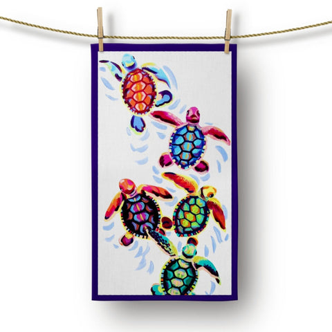 Nautical Hand Towel|Colorful Fish and Jellyfish Print Dish Towel|Sea Turtle Tea Towel|Housewarming Summer Trend Towel|Towel for Restaurant