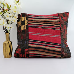 Vintage Kilim Pillow Cover|Striped Kilim Pillow Cover|Eclectic Anatolian Throw Pillow Cover|Boho Bedding Decor|Handwoven Ottoman Rug 20x20