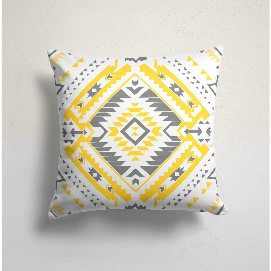 Abstract Yellow Gray Pillow Cover|Butterfly Love Pillow Top|Housewarming Geometric Cushion Case|Boho Bedding Home Decor|Yellow Gray Decor