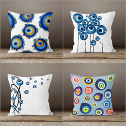 Evil Eye Pillow Cover|Protection Amulet Throw Pillow|Turkish Greek Evil Eye Print Cushion Case|Good Luck Home Decor|Nazar Bead Pillowcase