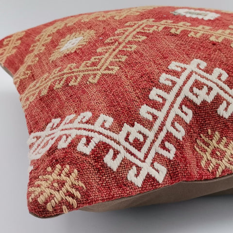 Turkish Kilim Pillow Cover|Handwoven Ottoman Throw Pillow Top|Vintage Kelim Cushion Cover|Geometric Cushion Case|Kilim Home Decor 20x20