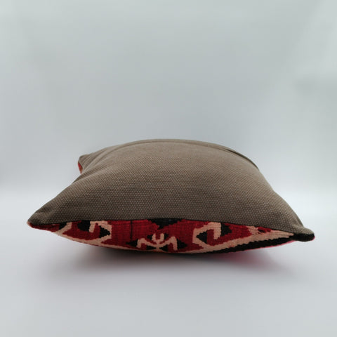Vintage Kilim Pillow Cover|Antique Farmhouse Throw Pillow Top|Rustic Turkish Kilim Cushion|Boho Bedding Decor|Handwoven Rug Cushion 16x16