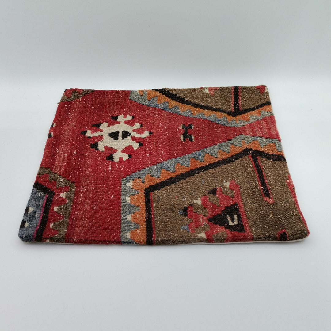 Turkish Kilim Pillow Cover|Vintage Kelim Cushion Case|Eclectic Anatolian Throw Pillow Cover|Boho Bedding Decor|Handwoven Ottoman Rug 16x16