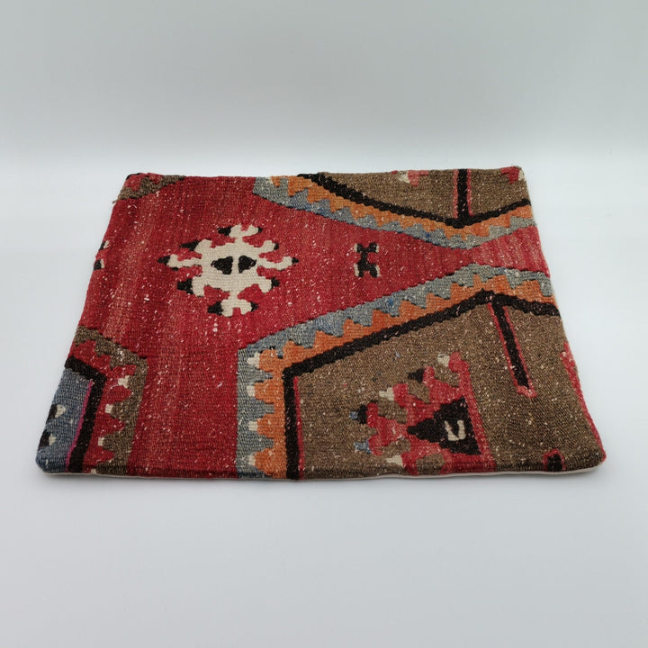 Turkish Kilim Pillow Cover|Vintage Kelim Cushion Case|Eclectic Anatolian Throw Pillow Cover|Boho Bedding Decor|Handwoven Ottoman Rug 16x16