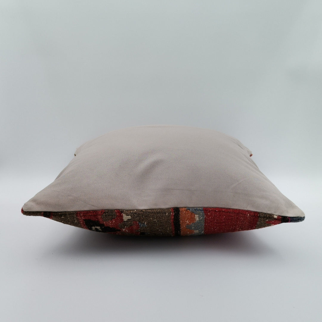 Turkish Kilim Pillow Cover|Vintage Kelim Cushion Case|Eclectic Anatolian Throw Pillow Cover|Boho Bedding Decor|Handwoven Ottoman Rug 16x16