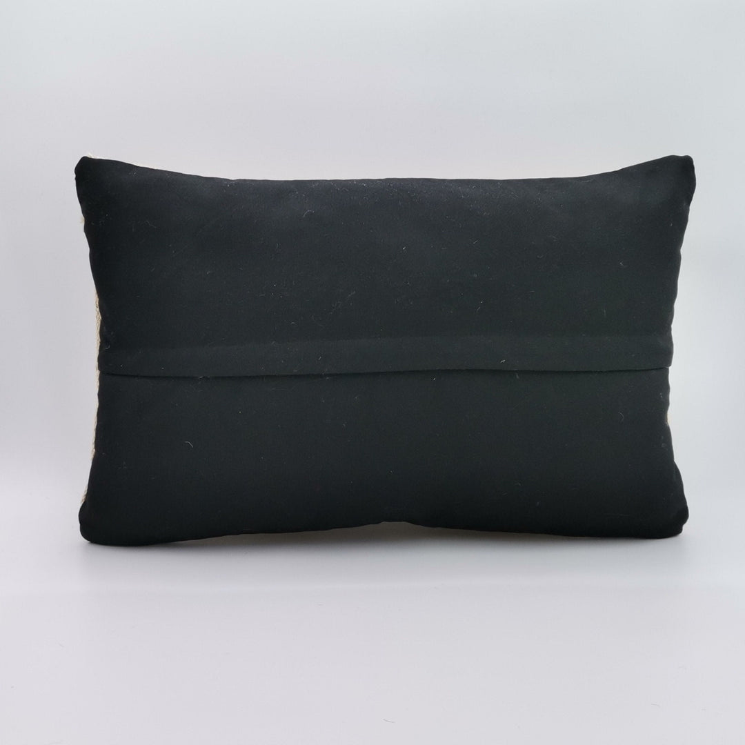 Hemp Pillow Cover|Beige Turkish Kelim Cushion Case|Soft Rug Lumbar Pillow Top|Handwoven Anatolian Home Decor|Vintage Cushion Cover 12x20