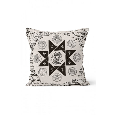 Ancient Pillow Cover|Ethnic Symbols Cushion Case|Oriental Style Home Decor|Woman and Lion Pillowcase|Egypt Ra and Maya Accent Cushion Cover