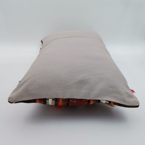 Vintage Kilim Pillow Cover|Rustic Ottoman Kilim with Stripes|Antique Farmhouse Lumbar Pillowcase|Boho Bedding Decor|Handwoven Cushion 12x24