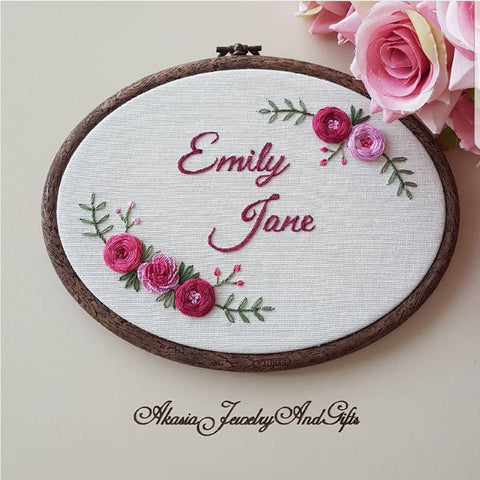 Floral Personalized Name Embroidery Hoop – Akasia