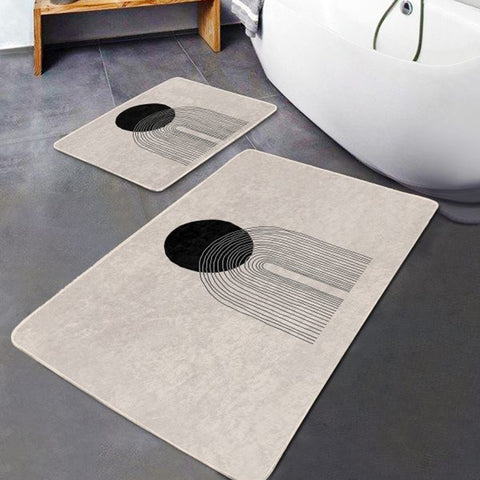 Set of 2 Abstract Bath Mat|Non-Slip Bathroom Decor|Decorative Bath Rug|Onedraw Kitchen Floor Mat|Absorbent Shower and Home Entrance Carpet