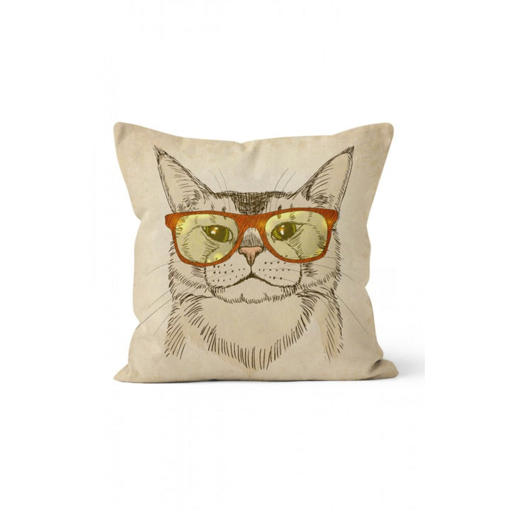 Cat Pillow Cover|Gentleman and Black Cat Print Outdoor Cushion Case|Cats with Glasses Home Decor|Decorative Animal Print Throw Pillow Cover