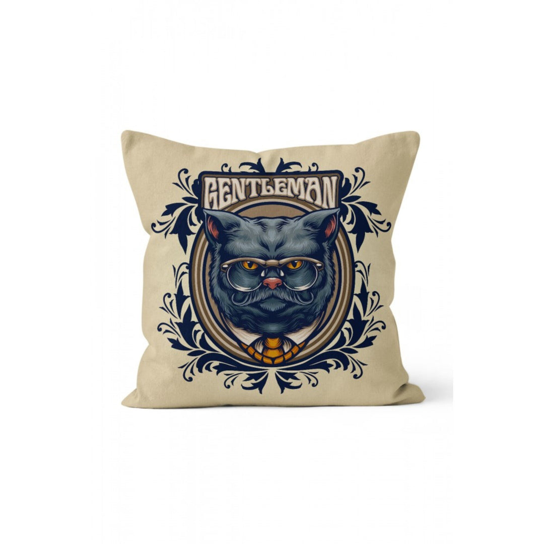 Cat Pillow Cover|Gentleman and Black Cat Print Outdoor Cushion Case|Cats with Glasses Home Decor|Decorative Animal Print Throw Pillow Cover