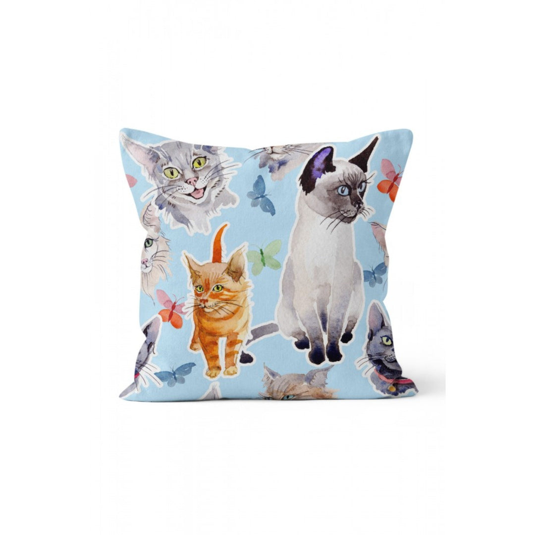 Cat Pattern Pillow Cover|Ghost Cat Print Outdoor Cushion Case|Cute Cats and Butterflies Home Decor|Decorative Animal Throw Pillow Cover
