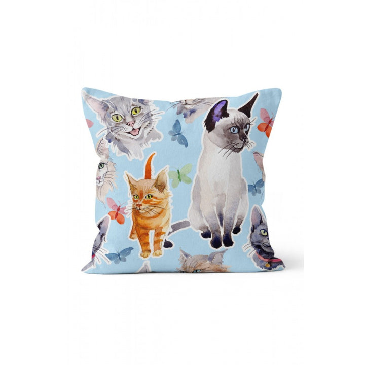 Cat Pattern Pillow Cover|Ghost Cat Print Outdoor Cushion Case|Cute Cats and Butterflies Home Decor|Decorative Animal Throw Pillow Cover