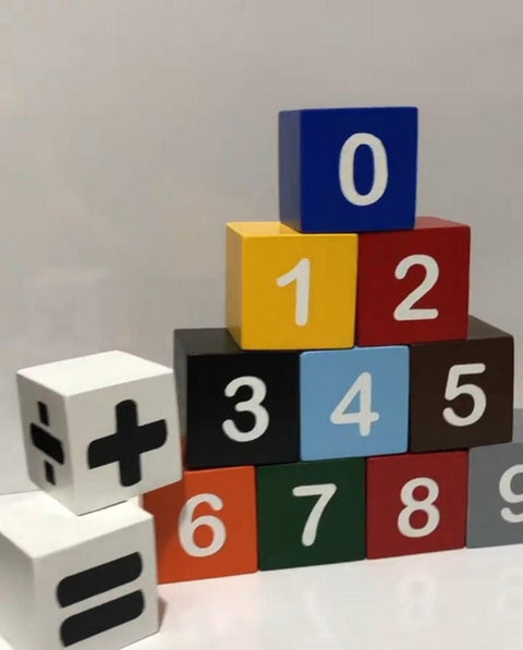Wooden Number Cubes|Colorful Wooden Number Math Blocks for Kids|Home Learning Toy Early Math|Wooden Counting Sorting Stacking Tower|Baby Toy