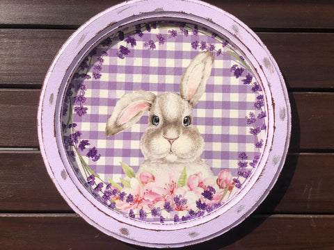 Easter Bunny Tray|Board For Easter|Dear Easter Bunny Board|Easter Serving Decor|Hand Painted Round Wooden Tray|Original Home Decor Gift