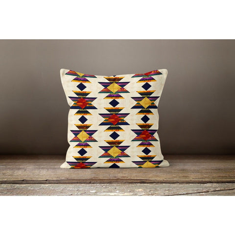 Rug Design Pillow Cover|Farmhouse Style Geometric Throw Pillowcase|Aztec Print Ethnic Living Room Decor|Decorative Southwestern Cushion Case