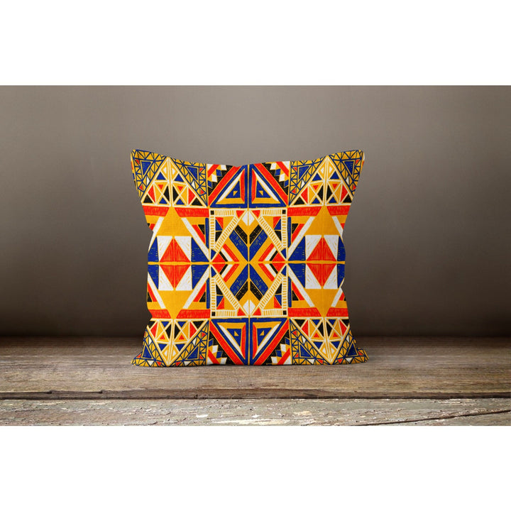 Rug Design Pillow Cover|Farmhouse Style Geometric Throw Pillowcase|Aztec Print Ethnic Living Room Decor|Decorative Southwestern Cushion Case