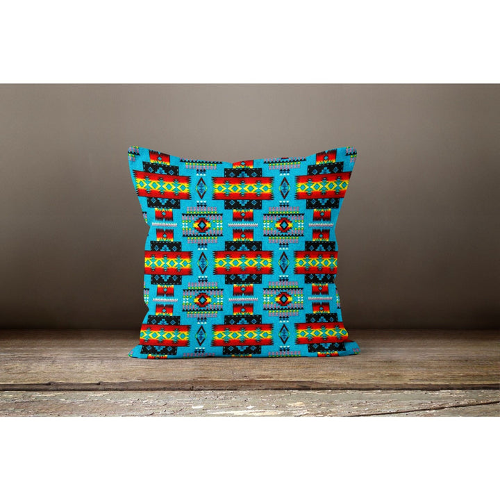 Rug Design Pillow Cover|Geometric Southwestern Cushion Case|Decorative Aztec Print Ethnic Home Decor|Farmhouse Style Throw Pillow Case