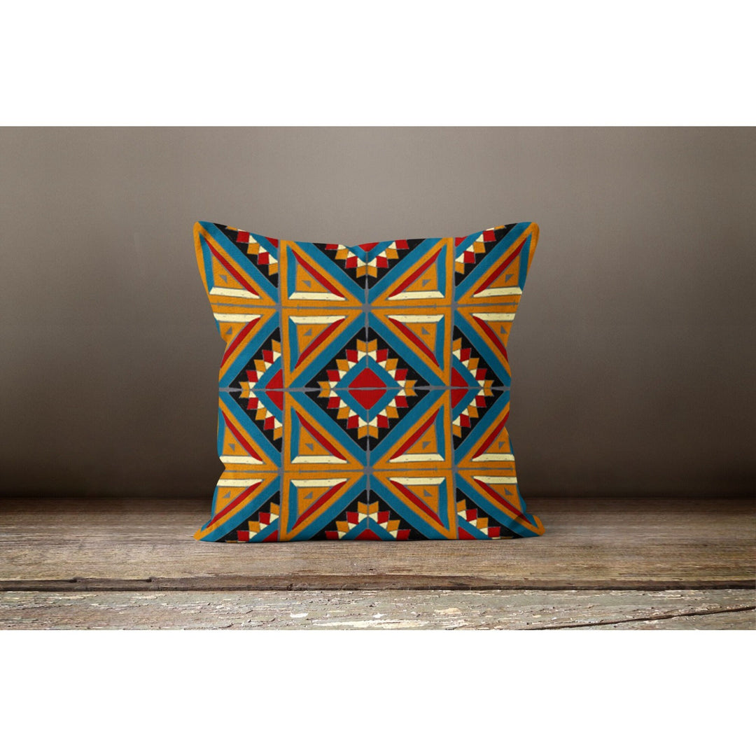 Rug Design Pillow Cover|Geometric Southwestern Cushion Case|Decorative Aztec Print Ethnic Home Decor|Farmhouse Style Throw Pillow Case
