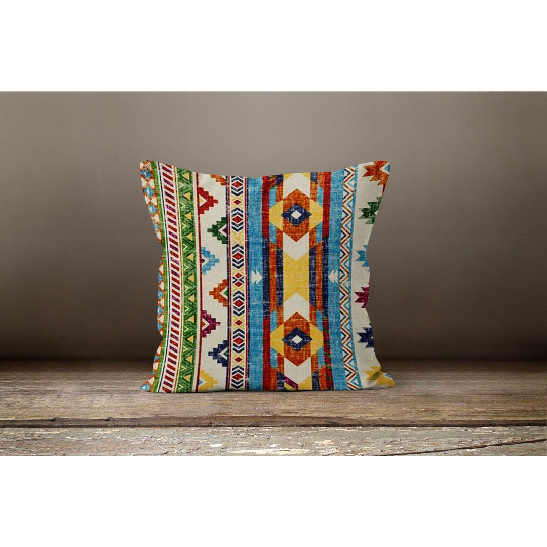 Rug Design Pillow Cover|Geometric Southwestern Cushion Case|Decorative Aztec Print Ethnic Home Decor|Farmhouse Style Throw Pillow Case