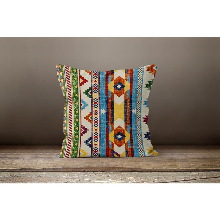 Rug Design Pillow Cover|Geometric Southwestern Cushion Case|Decorative Aztec Print Ethnic Home Decor|Farmhouse Style Throw Pillow Case