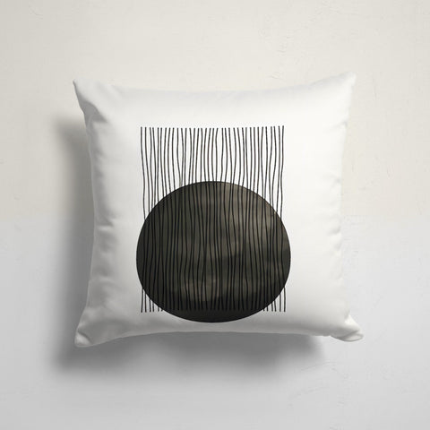 Black White Pillow Cover|Abstract Rounds and Lines Pillow Top|Gray Tropical Leaf Print Cushion Case|Boho Bedding Decor|Black White Decor