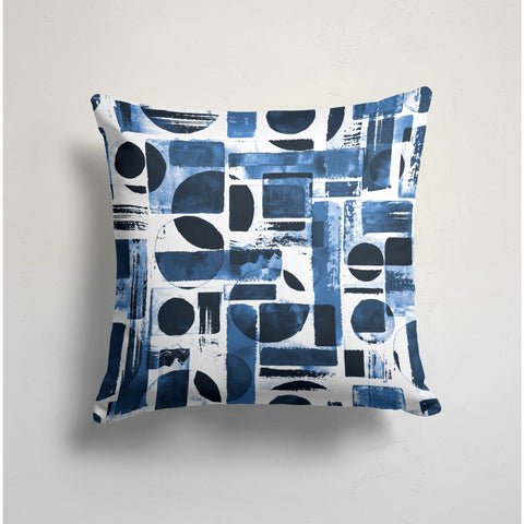 Abstract Blue White Pillow Cover|Striped Home Decor|Soft Colors Throw Pillowcase|Housewarming Geometric Cushion Case|Outdoor Pillow Case