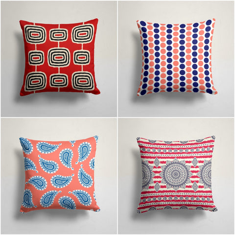 Abstract Pillow Cover|Dotted Pillowcase|Geometric Cushion Cover|Decorative Abstract Shapes Pillow|Boho Bedding Decor|Outdoor Cushion Case