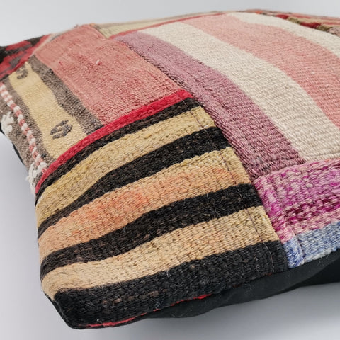 Vintage Kilim Pillow Cover|Turkish Kelim Cushion Case|Antique Upholstery Throw Pillow Case|Decorative Patchwork Kilim|Handwoven Rug 20x20