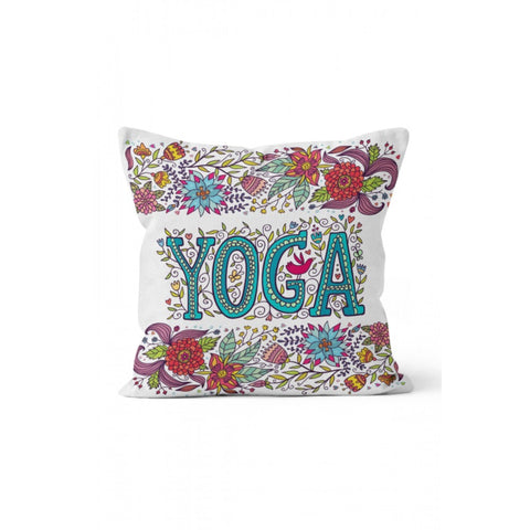 Yoga Pillow Cover|Floral Meditation Cushion Case|Woman and Meditation Moves Cushion|Coffee and Yoga Print Throw Pillowcase|Boho Pillow Case
