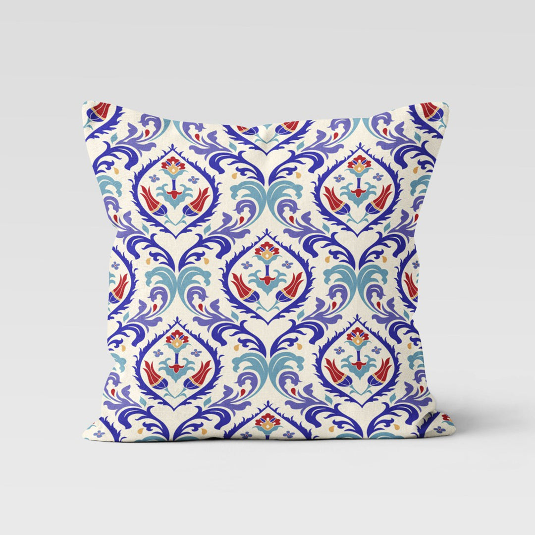 Tulip Tile Pattern Pillow Case|Geometric Floral Home Decor|Summer Trend Cushion Case|Decorative Throw Pillow Top|Boho Bedding Pillowcase
