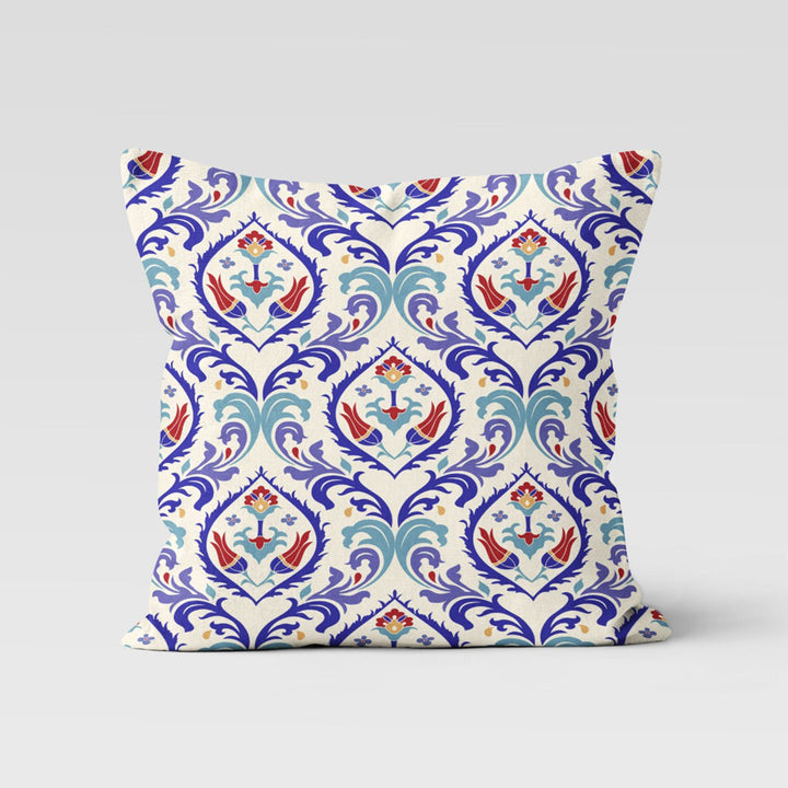 Tulip Tile Pattern Pillow Case|Geometric Floral Home Decor|Summer Trend Cushion Case|Decorative Throw Pillow Top|Boho Bedding Pillowcase