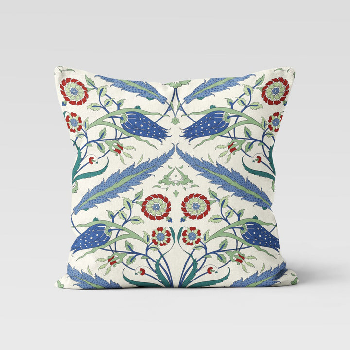 Tulip Pillow Case|Geometric Floral Home Decor|Summer Trend Cushion|Decorative Turkish Tulip Tile Pattern Pillow Top|Boho Bedding Pillowcase