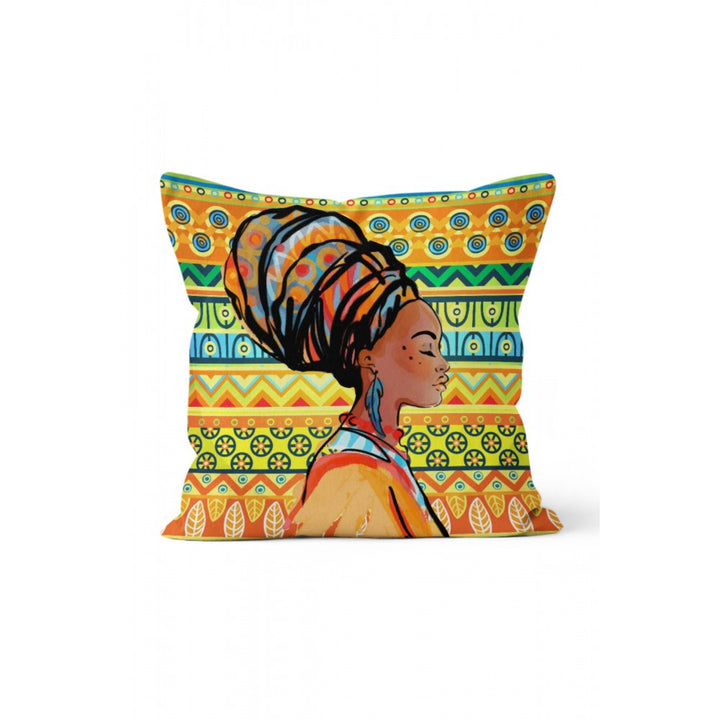 African Beauty Pillow Cover|Ethnic Cushion Case|Colorful African Girl Accent Cushion|Decorative Ethnic Throw Pillow Top|Authentic Home Decor