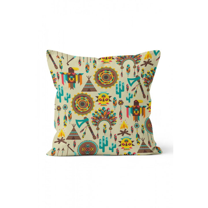 Ancient Pillow Cover|Vectorial Tribe Pillowcase|Tengri and Maya Accent Cushion Cover|Ethnic Symbol Pillow Case|Oriental Style Home Decor