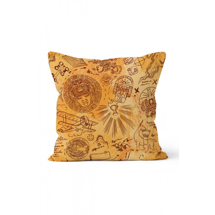 Ancient Pillow Cover|Vectorial Tribe Pillowcase|Tengri and Maya Accent Cushion Cover|Ethnic Symbol Pillow Case|Oriental Style Home Decor