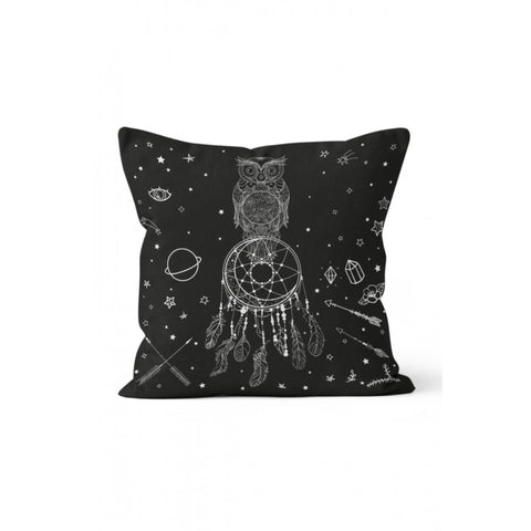 Owl Pillow Top|Animal Print Cushion Case|Pentagram Owl and Grandpa Moon Pillow Cover|Decorative Bird Print Cushion Cover|Boho Bedding Decor