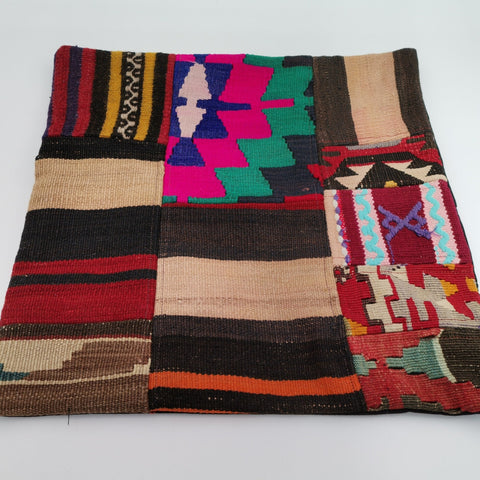 Vintage Kilim Pillow Cover|Turkish Kilim Cushion Case|Ethnic Ottoman Throw Pillow|Boho Bedding Decor|Handwoven Patchwork Rug Cushion 20x20