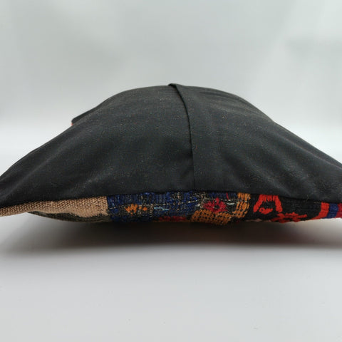 Vintage Kilim Pillow Cover|Ottoman Kilim Decor|Antique Farmhouse Lumbar Pillow Top|Boho Bedding Decor|Handwoven Patchwork Rug Cushion 16x24