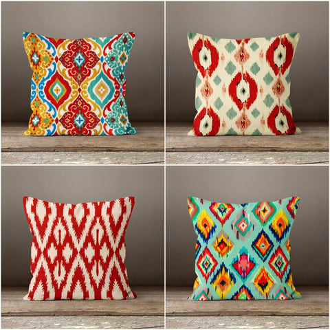 IKAT Design Pillow Cover|Southwestern Style Cushion Case|Decorative and Ethnic Cushion Cover|Geometric Farmhouse Pillowcase|Boho Pillow Top